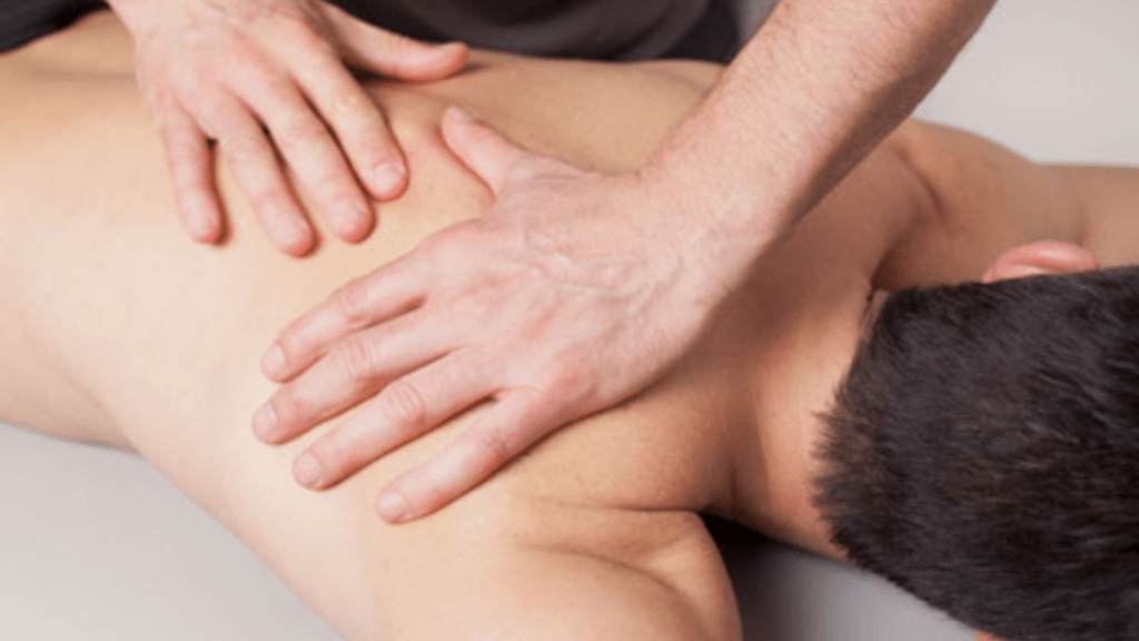 A person getting a back massage