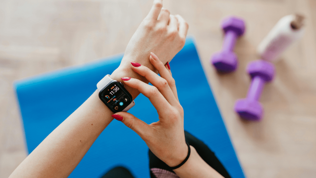 A person is using their smart watch