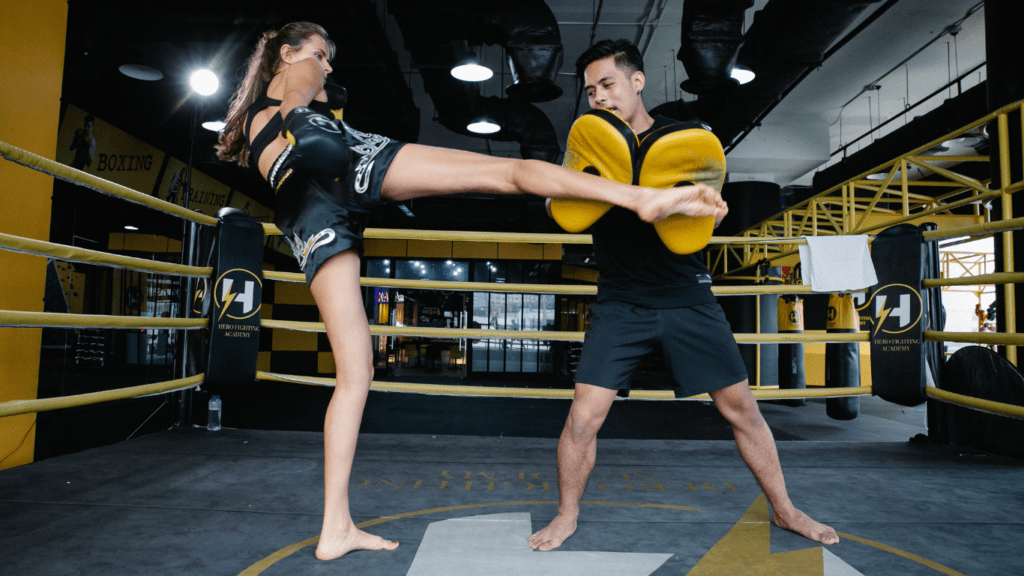 A person training in a boxing gym