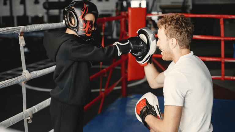 A person training in a boxing gym