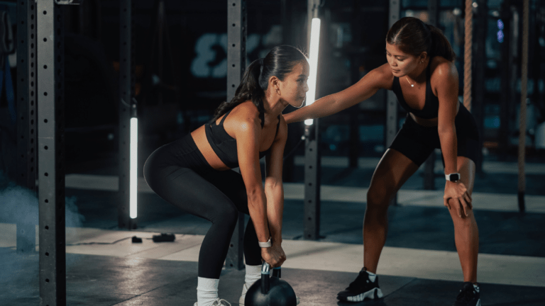 two person working out in gym