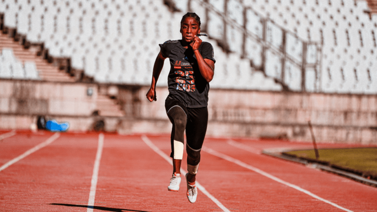 a person running on a race track