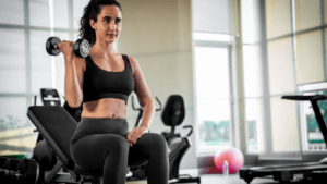 a person sitting in gym