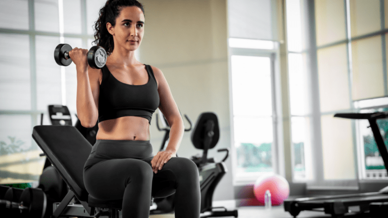 a person sitting in gym
