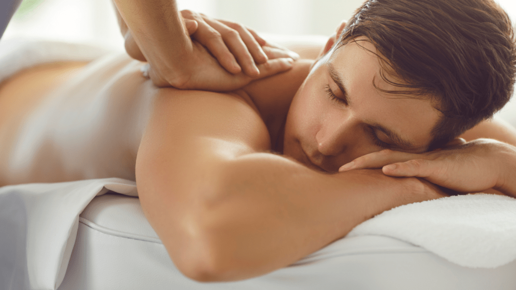 A person getting a back massage