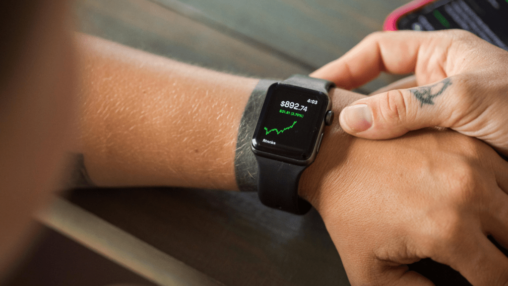 A person is using their smart watch