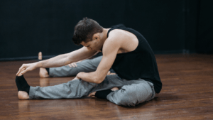 a person sitting in the floor