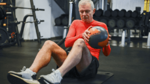 A person exercising in the gym