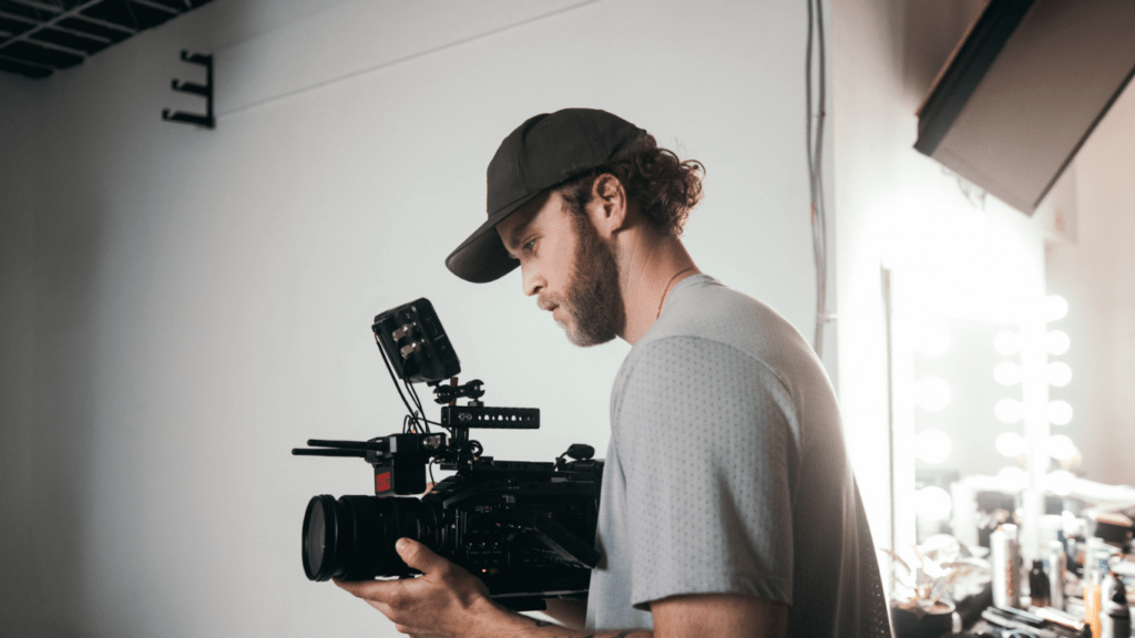 a person holding a camera