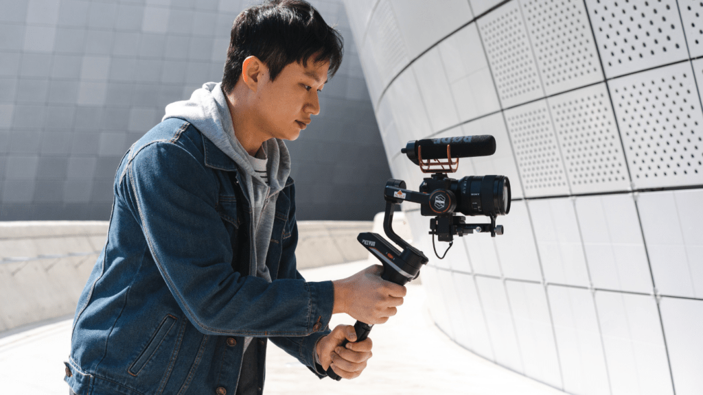a person holding a camera