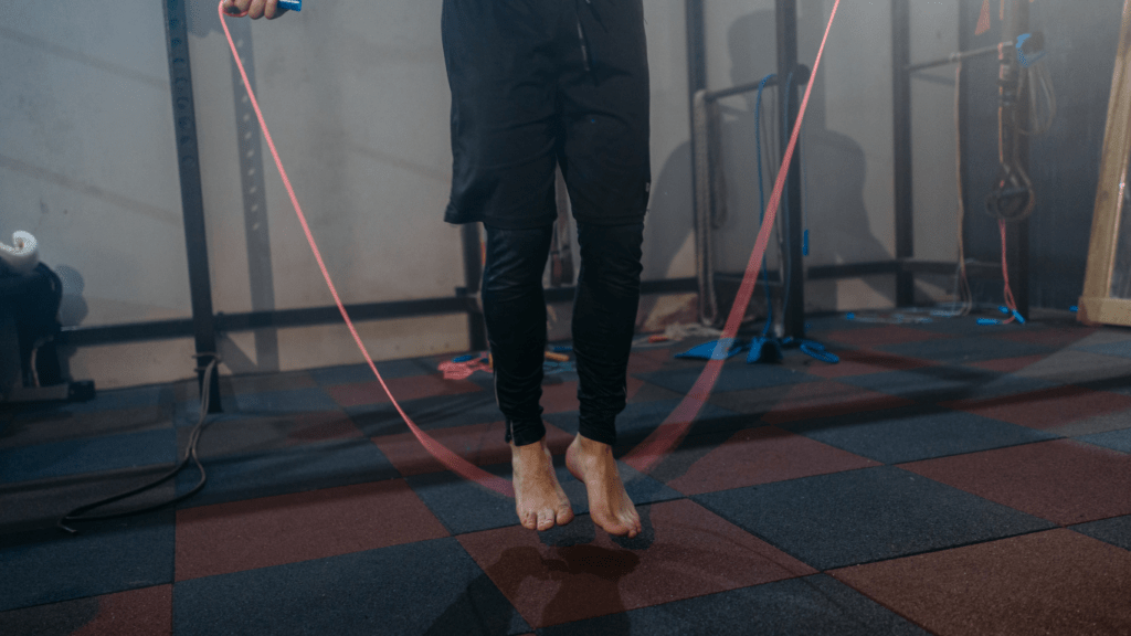 a person is jumping on a skipping rope