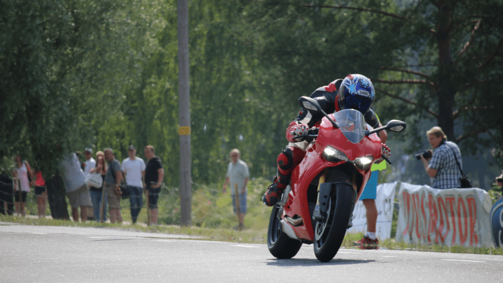 a person riding a motor bike