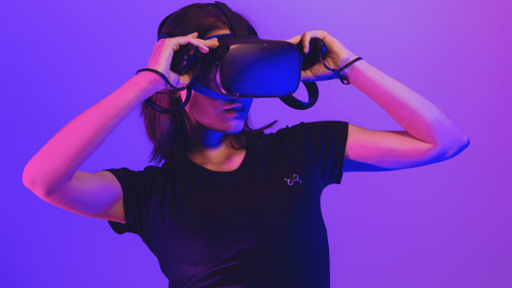 a person wearing a virtual reality headset