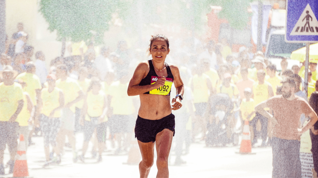 person running on a race track