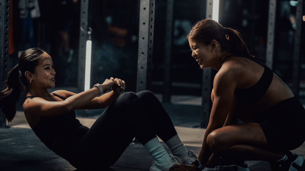 two person working out in gym